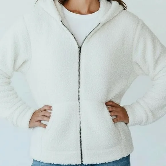 THE GROUP BABATON White Crop Full Metal Zip Hoodie