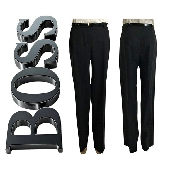 HUGO BOSS Black Trousers Front Zip Narrow Waist Band