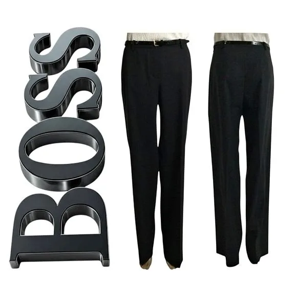 HUGO BOSS Black Trousers Front Zip Narrow Waist Band