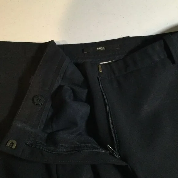 HUGO BOSS Black Trousers Front Zip Narrow Waist Band image indicator(3)