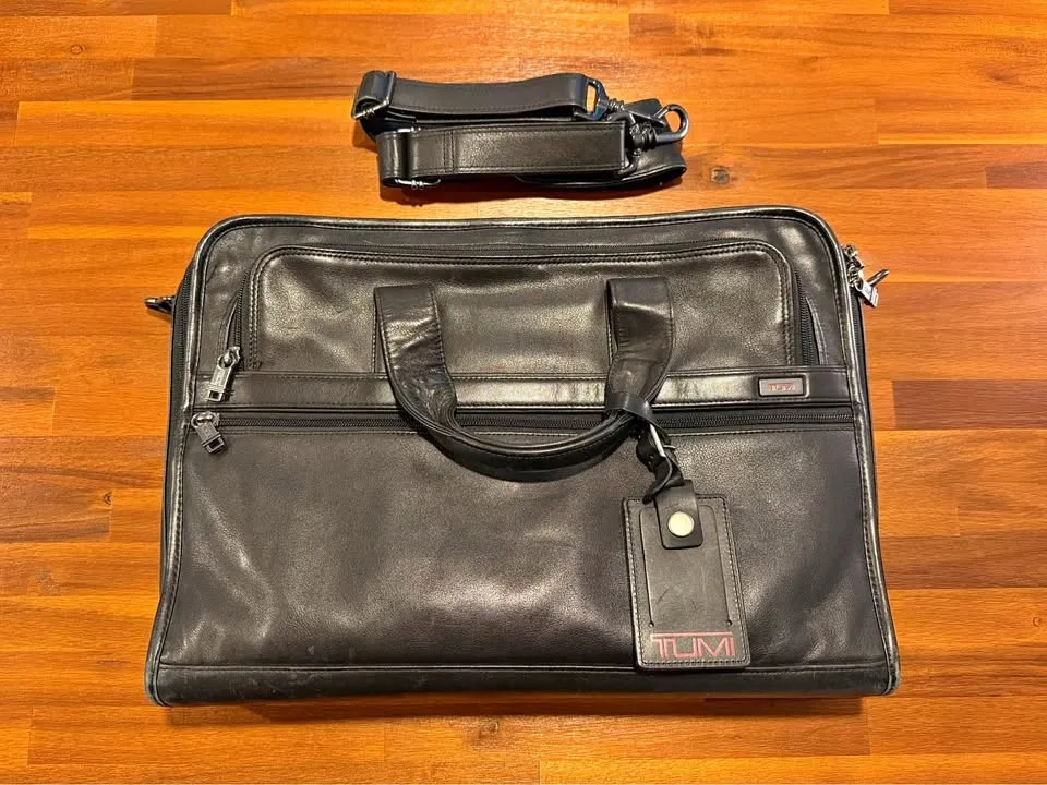 Vintage TUMI Black Leather Briefcase