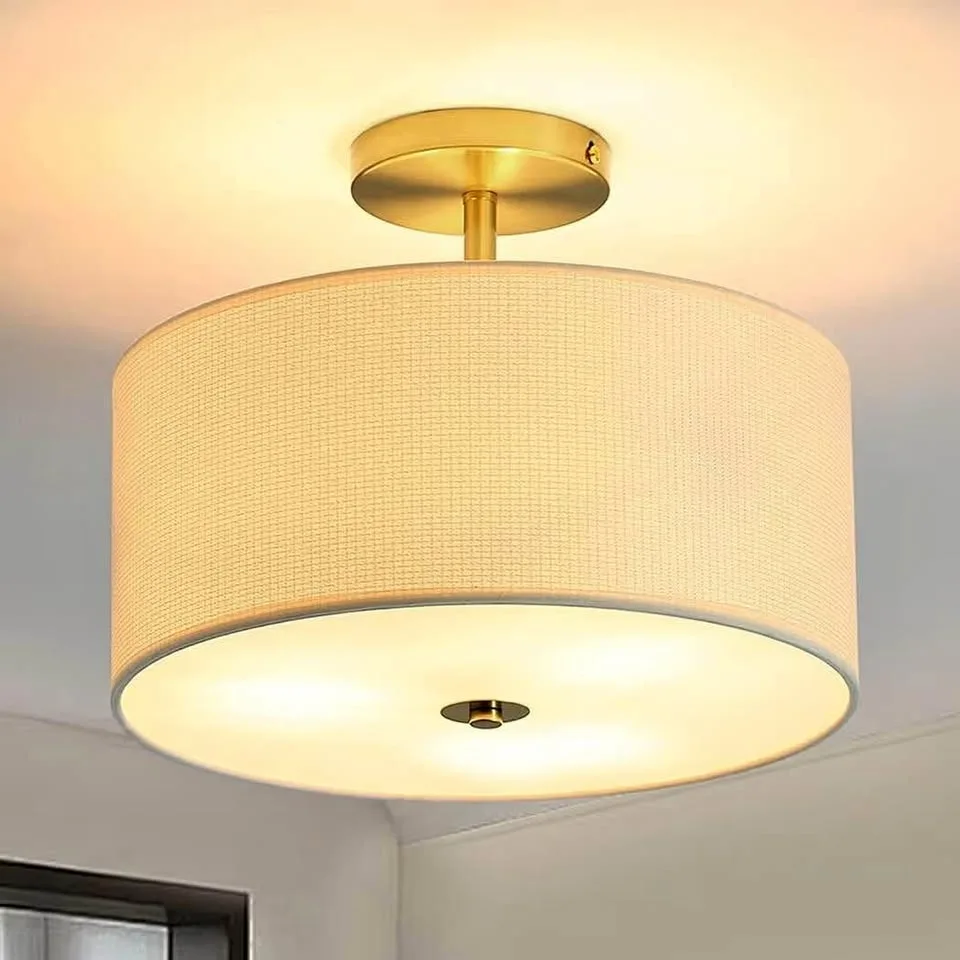 Fabric Semi Flush Mount Lighting Fixture