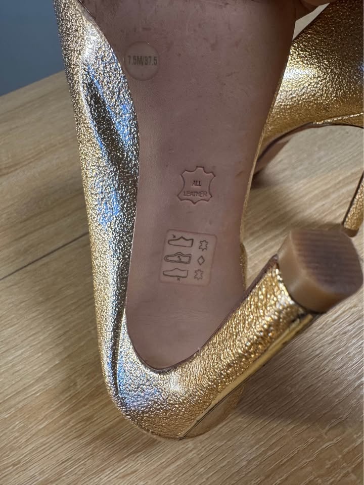 BCBGMAXAZRIA Gold Metallic Open-Toe Heels – Size 7.5 - photo 5