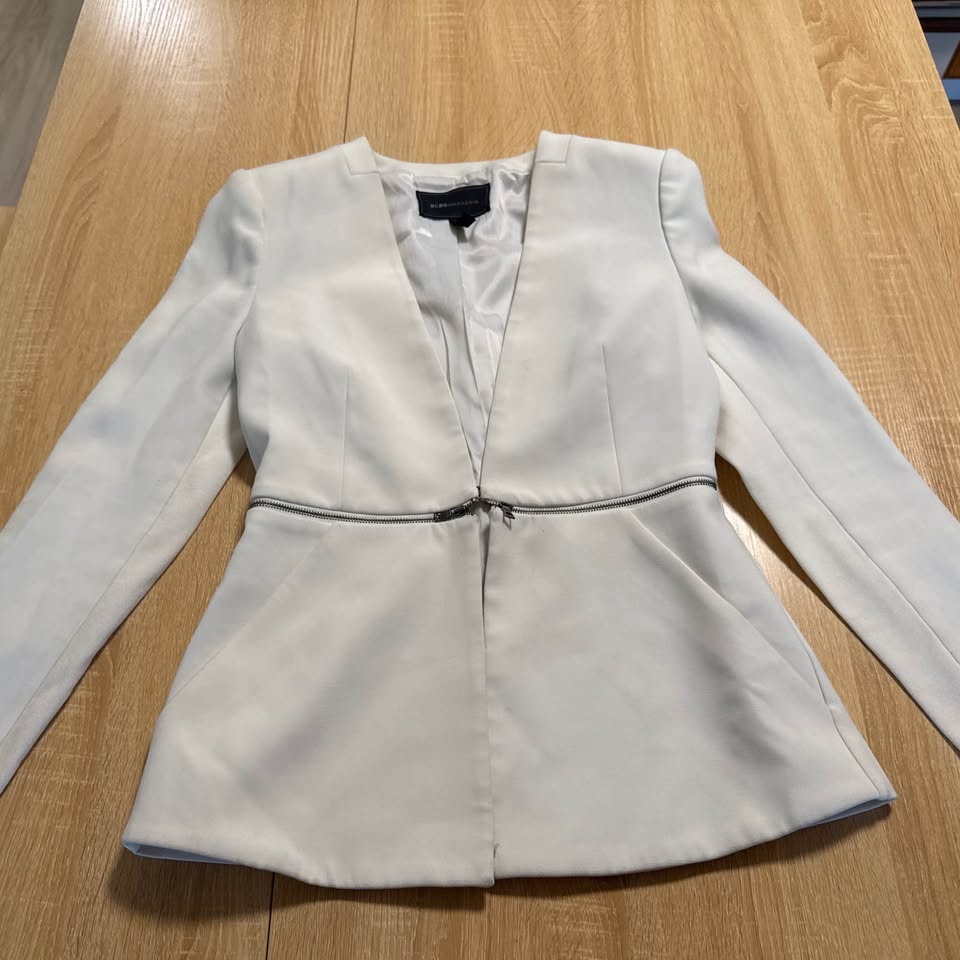 BCBGMAXAZRIA White Peplum Blazer – Fitted Zipper Jacket – Women’ - photo 3