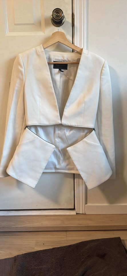 BCBGMAXAZRIA White Peplum Blazer – Fitted Zipper Jacket – Women’ - photo 5