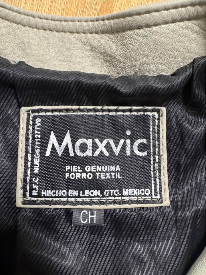 Maxvic Genuine Leather Jacket – Light Grey Moto Style – Women’s - photo 3