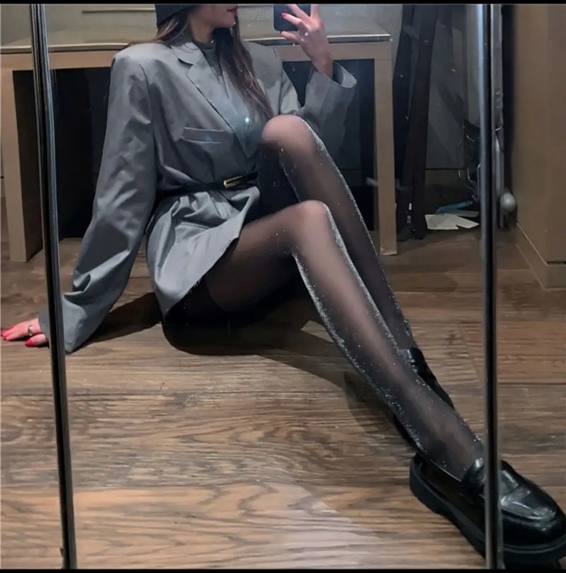 Glitter Footed Tights, High Waist Semi Sheer Pantyhose