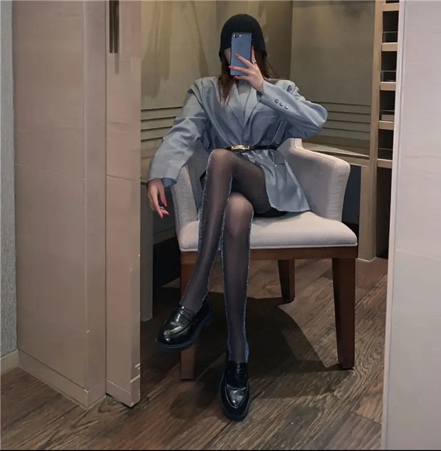 Glitter Footed Tights, High Waist Semi Sheer Pantyhose - photo 2