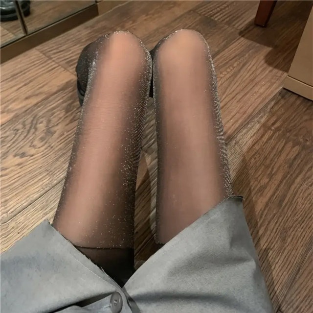 Glitter Footed Tights, High Waist Semi Sheer Pantyhose - photo 4