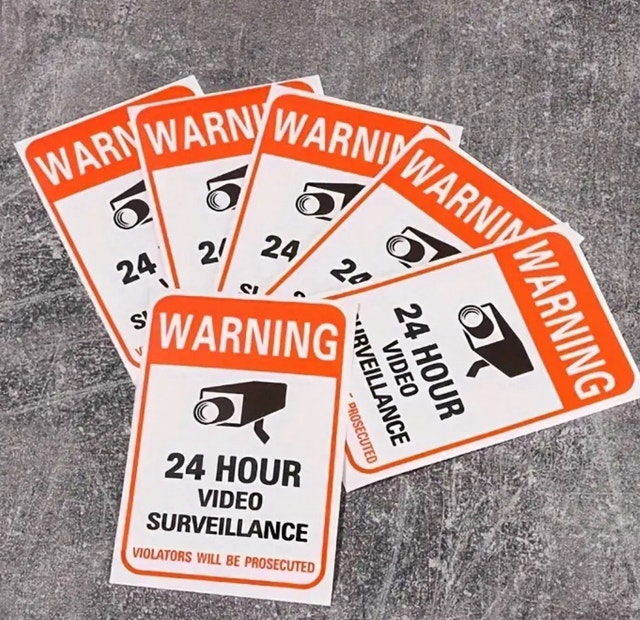 Camera System Warning Sign Eyelet Wall Sticker Surveillance