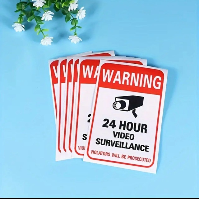 Camera System Warning Sign Eyelet Wall Sticker Surveillance - photo 3