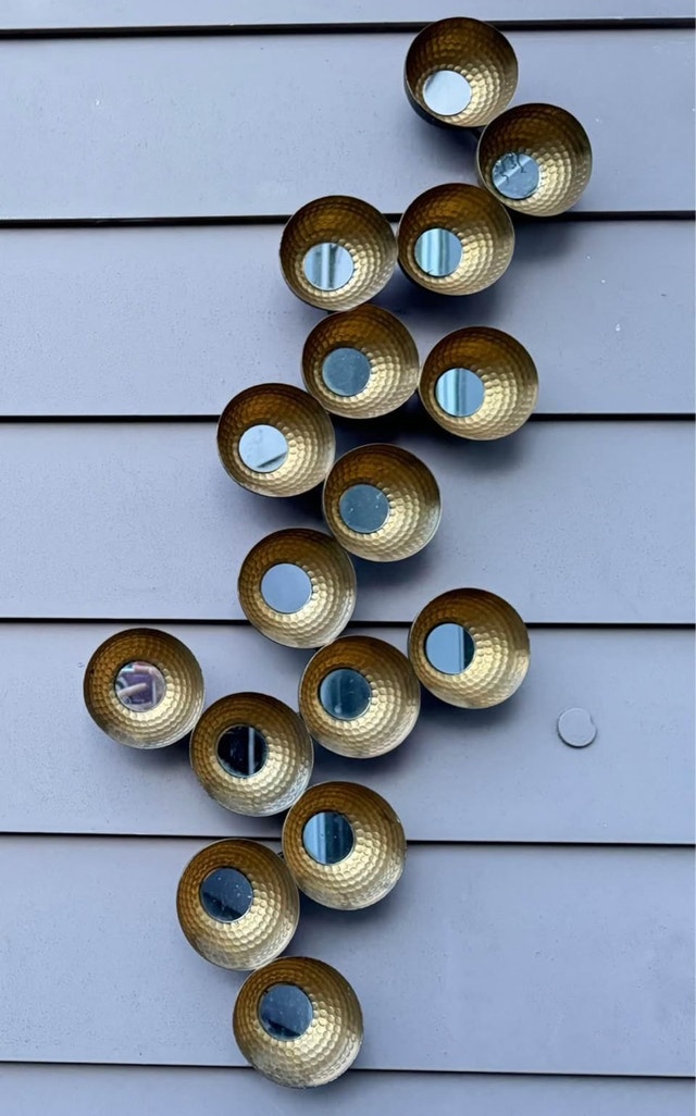 Gold Hammered Metal Mirror Wall Decor
