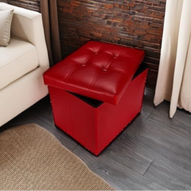 Red Storage Ottoman
