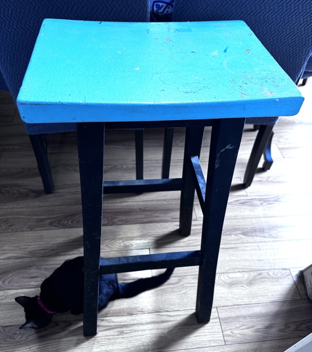 Turquoise Blue Wood Stool bar chair high chair