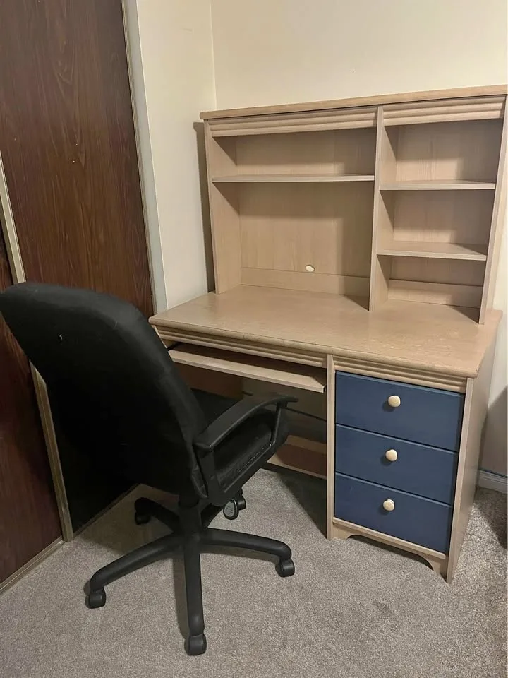 Study table with hutch and chair