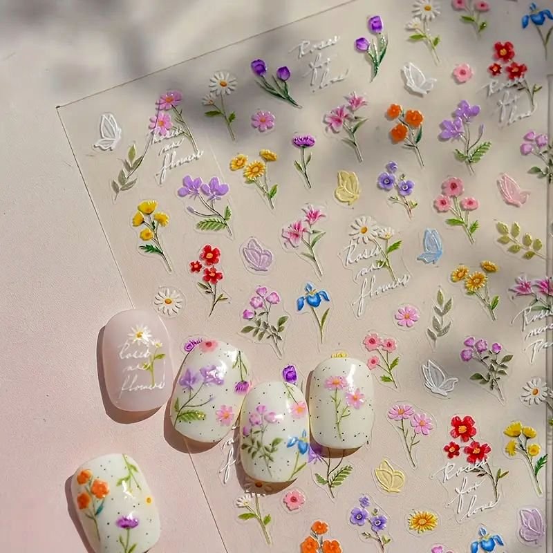 3D Self-Adhesive Nail Art Stickers - Floral / Daisy