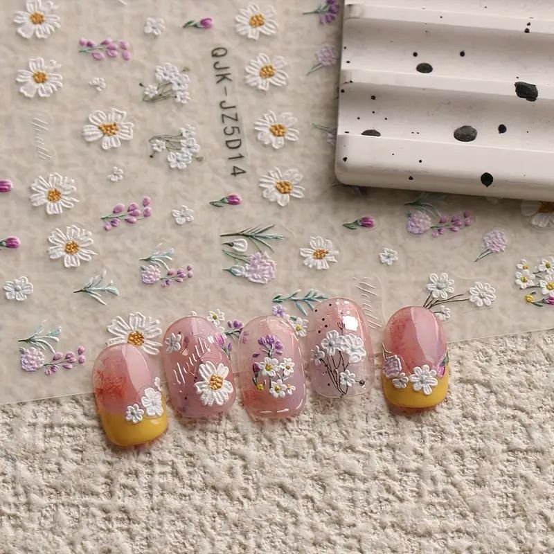 3D Self-Adhesive Nail Art Stickers - Floral / Daisy - photo 2