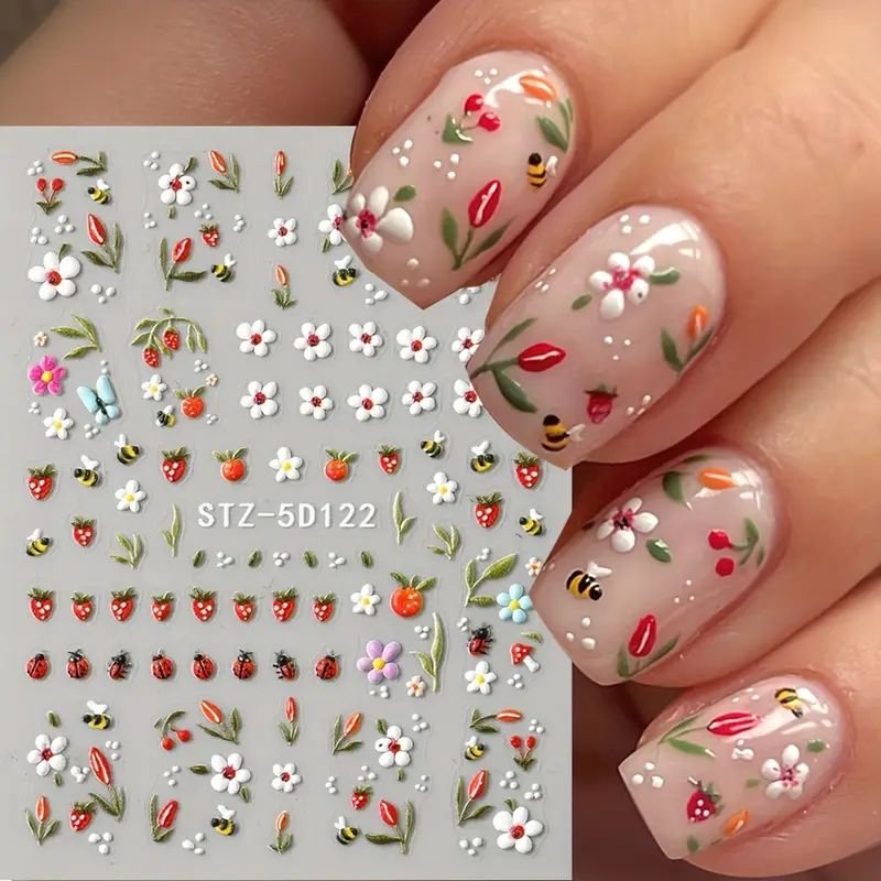 3D Self-Adhesive Nail Art Stickers - Floral / Daisy - photo 3