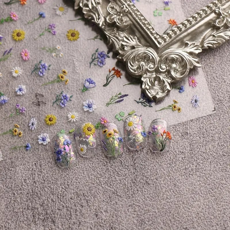 3D Self-Adhesive Nail Art Stickers - Floral / Daisy - photo 5