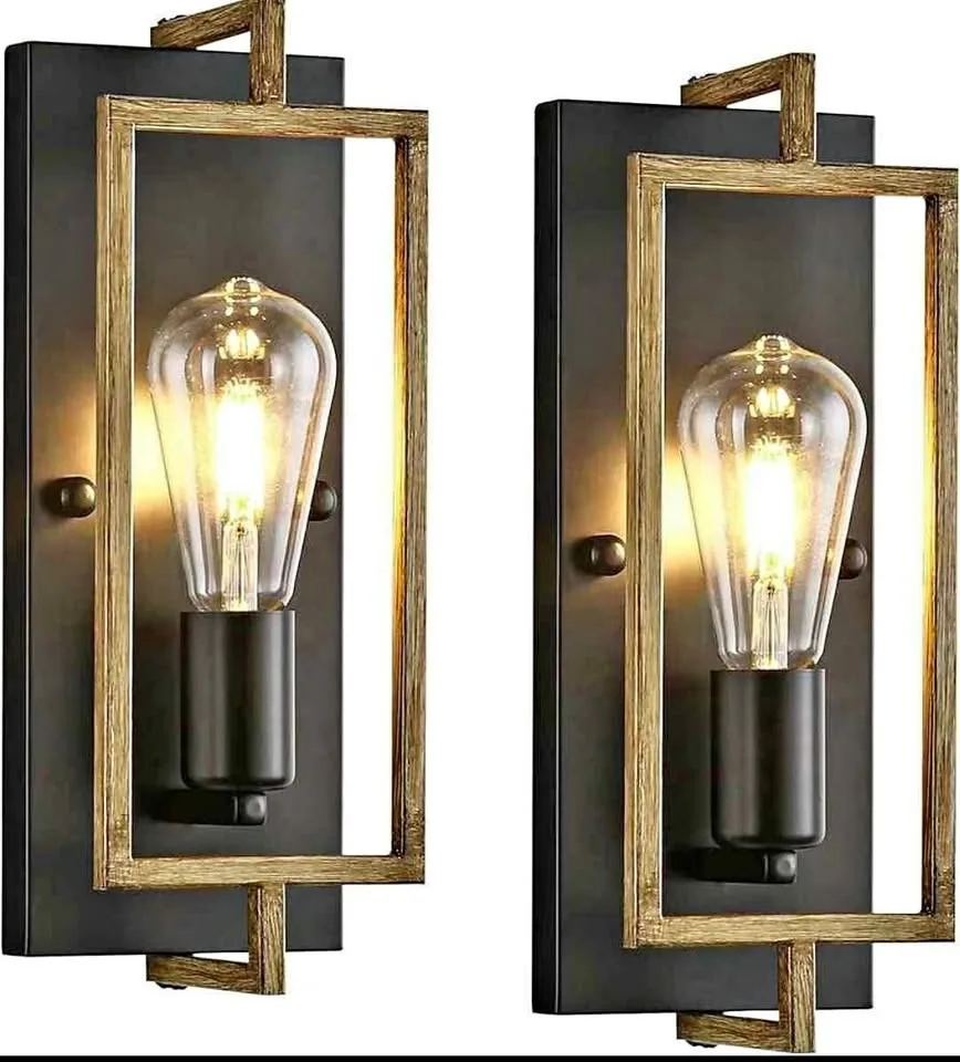 Industrial Wall Sconces Set of 2 Rustic