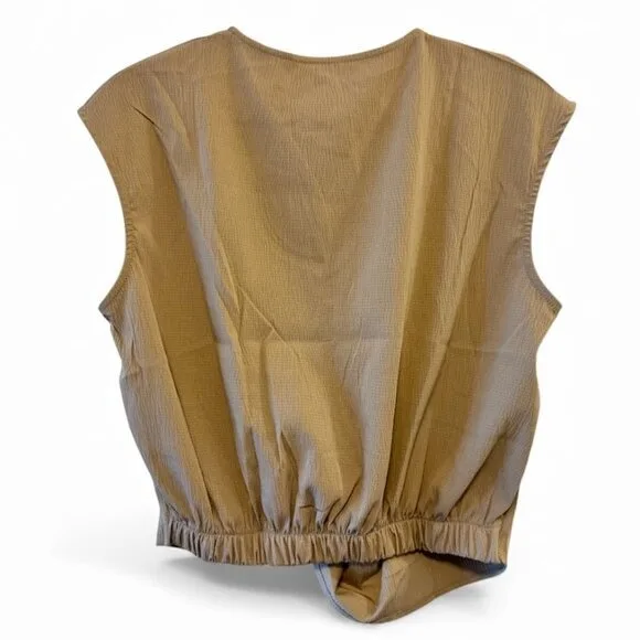 Minimalist Tan Draped Sleeveless Top image indicator(3)