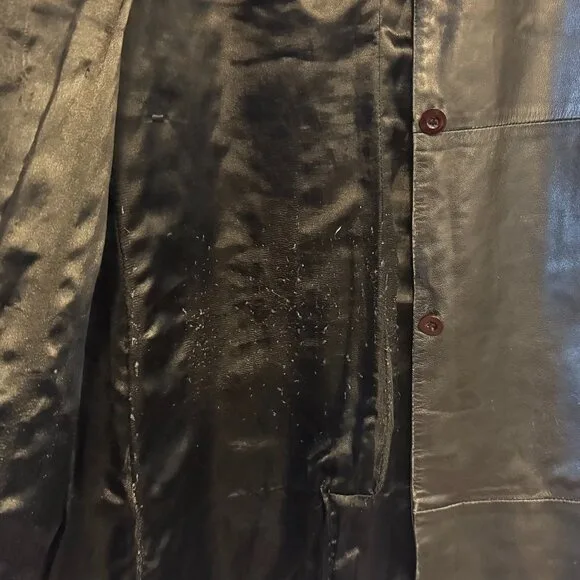 Stefanel Leather Long Coat - Black Minimalist Jacket image indicator(10)