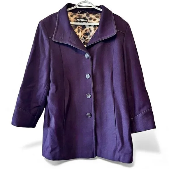 Vintage MarCona Wool Blend Winter Jacket Purple Piped Coat