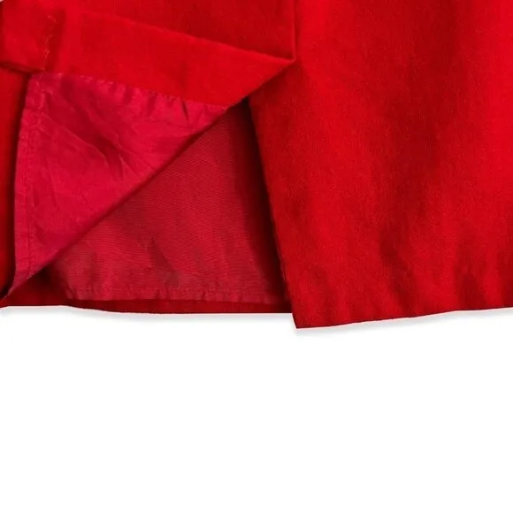Vintage 80s Red Wool High-Waisted Midi Skirt with Back Slit image indicator(4)