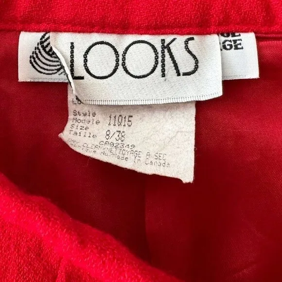 Vintage 80s Red Wool High-Waisted Midi Skirt with Back Slit image indicator(5)