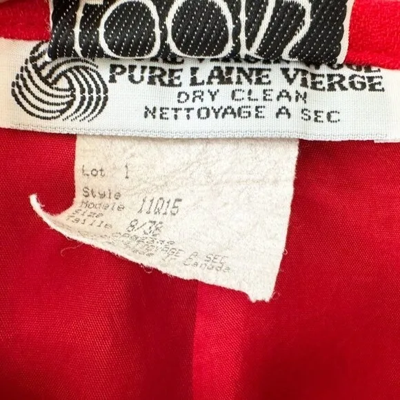 Vintage 80s Red Wool High-Waisted Midi Skirt with Back Slit image indicator(6)