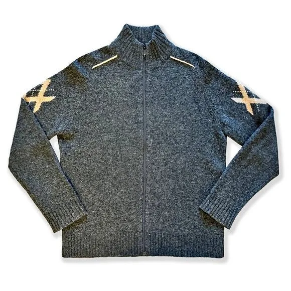 Vintage 90s Mexx Lamb Wool Blend Knit Grey Zip-Up Sweater