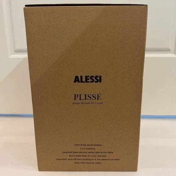 Alessi Plissé Electric Kettle Black 1.7L New in Box image indicator(7)