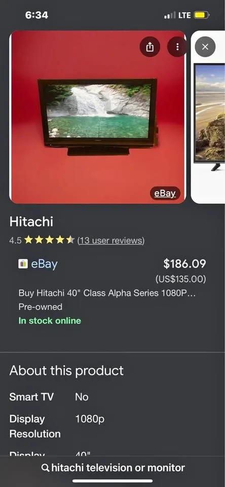 Hitachi television or monitor