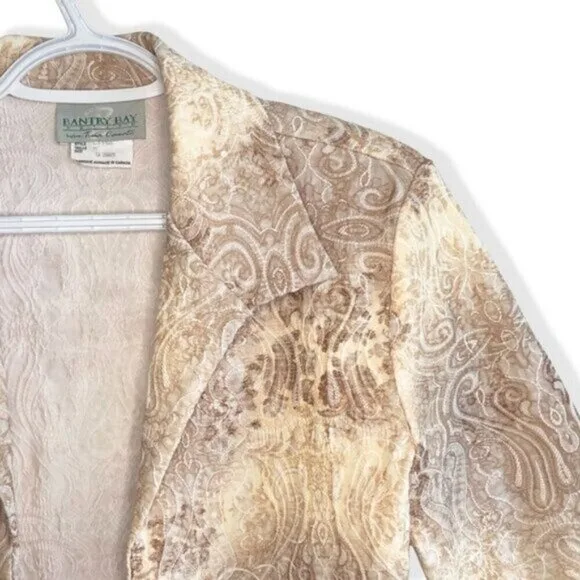 Vintage 90s Baroque Paisley Blazer Gold Beige Jacket image indicator(2)