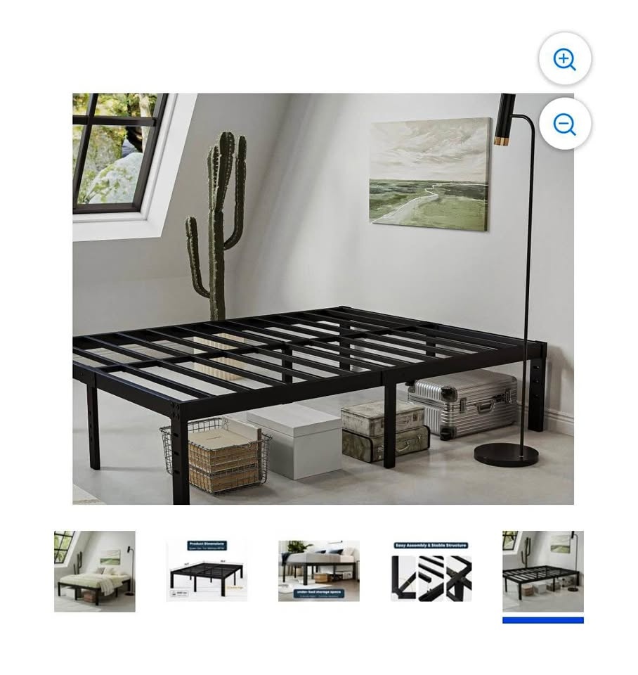 Queen metal bedframe and mattress