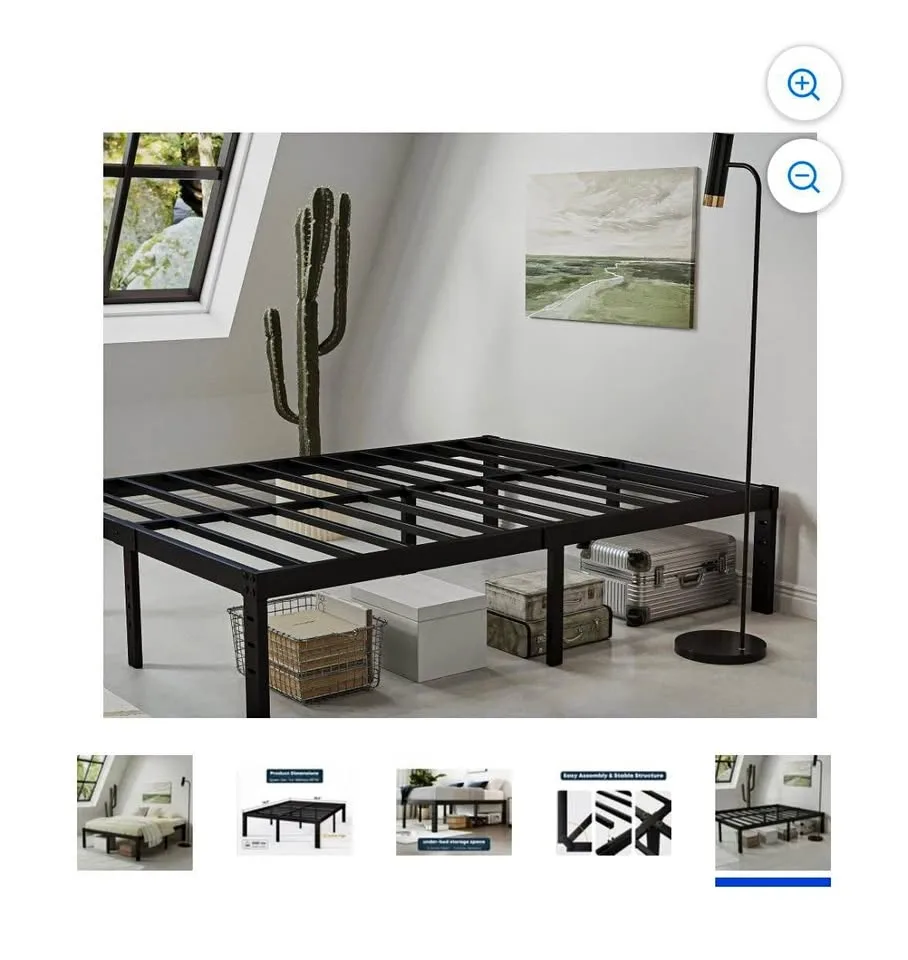 Queen metal bedframe and mattress