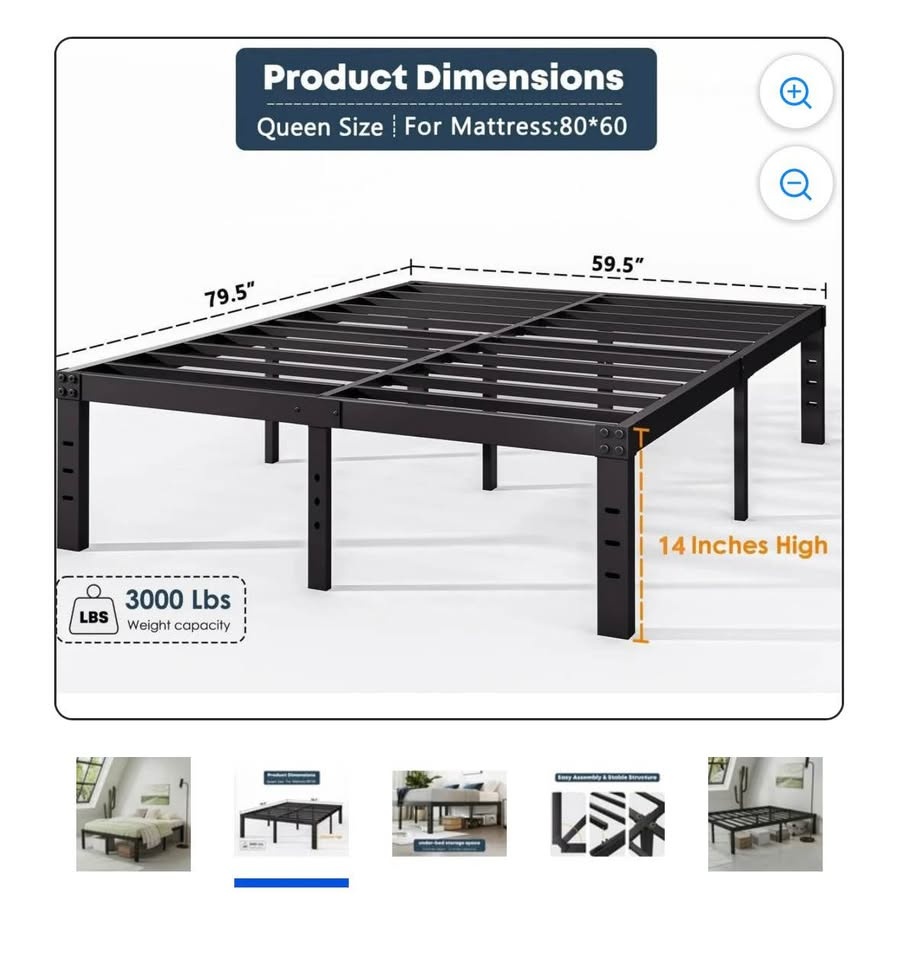 Queen metal bedframe and mattress - photo 2