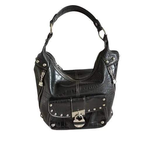 Kathy Van Zeeland Y2K Black Handbag Heart Lock