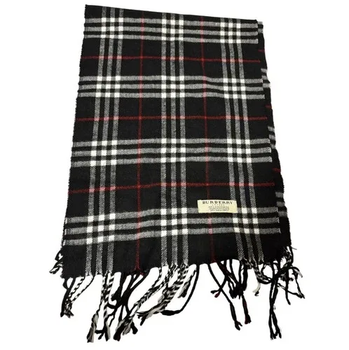 BURBERRY- Black and Red Plaid Scarf- CASHMERE 🧣❤️✨