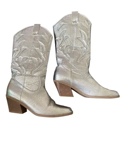 Coastal Cowgirl- Silver Western Cowboy Boots- Bachelorette Festi