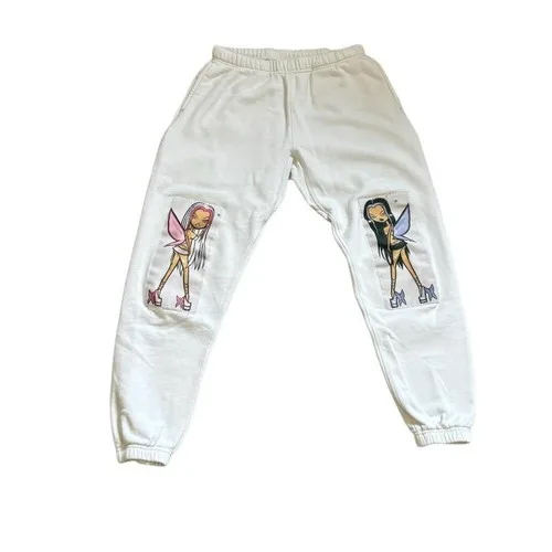 LEFT HAND LOS ANGELES- White Patwork Sweatpants- SIZE SMALL🦋 🤍
