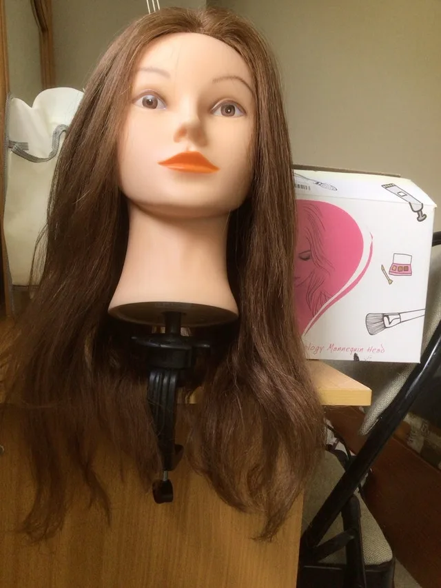 Mannequin Head with 100% Human Hair, 18" Dark Brown
