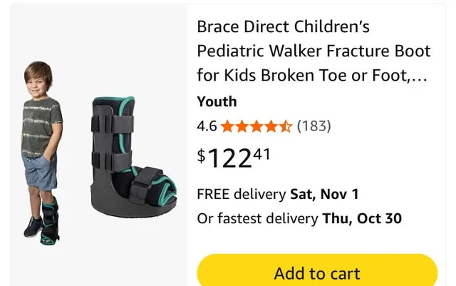Large Children Pediatric Walker Fracture Boot shoe size 11.5-1.5