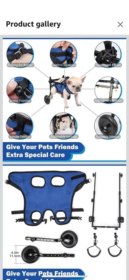 Adjustable Pets Cart with Wheels, Dog Wheel Chair for Small Pets image indicator(2)