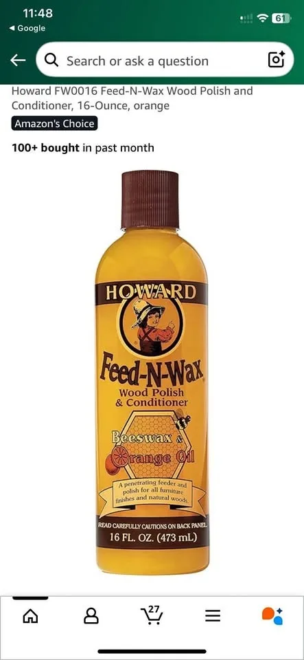 Howard FW0016 Feed-N-Wax Wood Polish