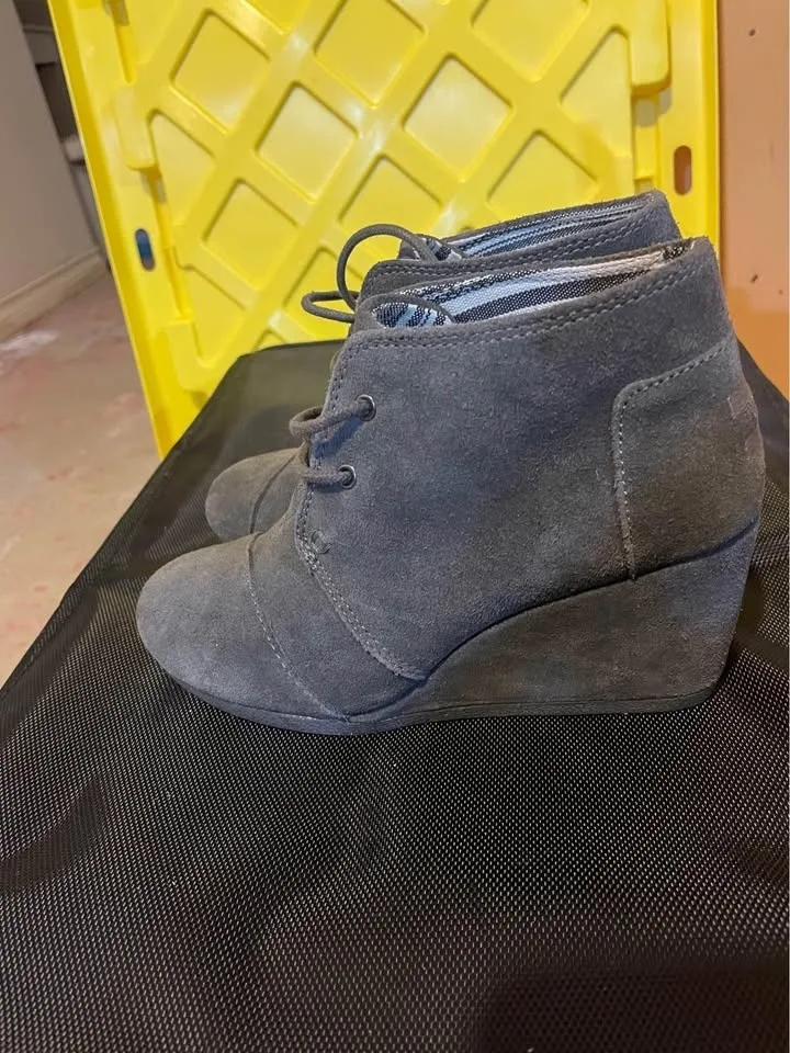 Toms grey suede wedge booties image indicator(2)