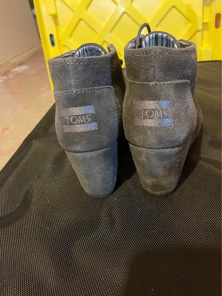 Toms grey suede wedge booties image indicator(3)
