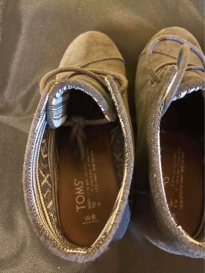 Toms grey suede wedge booties image indicator(4)