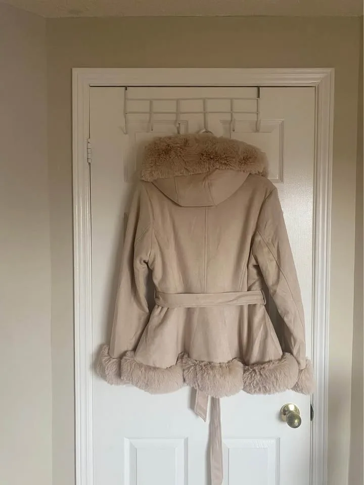 New Large Women's Trench Coat Faux Suede Jacket image indicator(6)