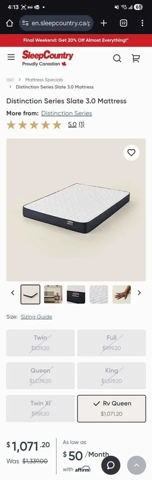 Sleep country queen mattress with bug/water proof protector image indicator(2)